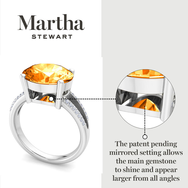 Martha Stewart 4 1/2ctw. Oval Citrine & Lab Grown Diamond Ring In Sterling Silver image number null